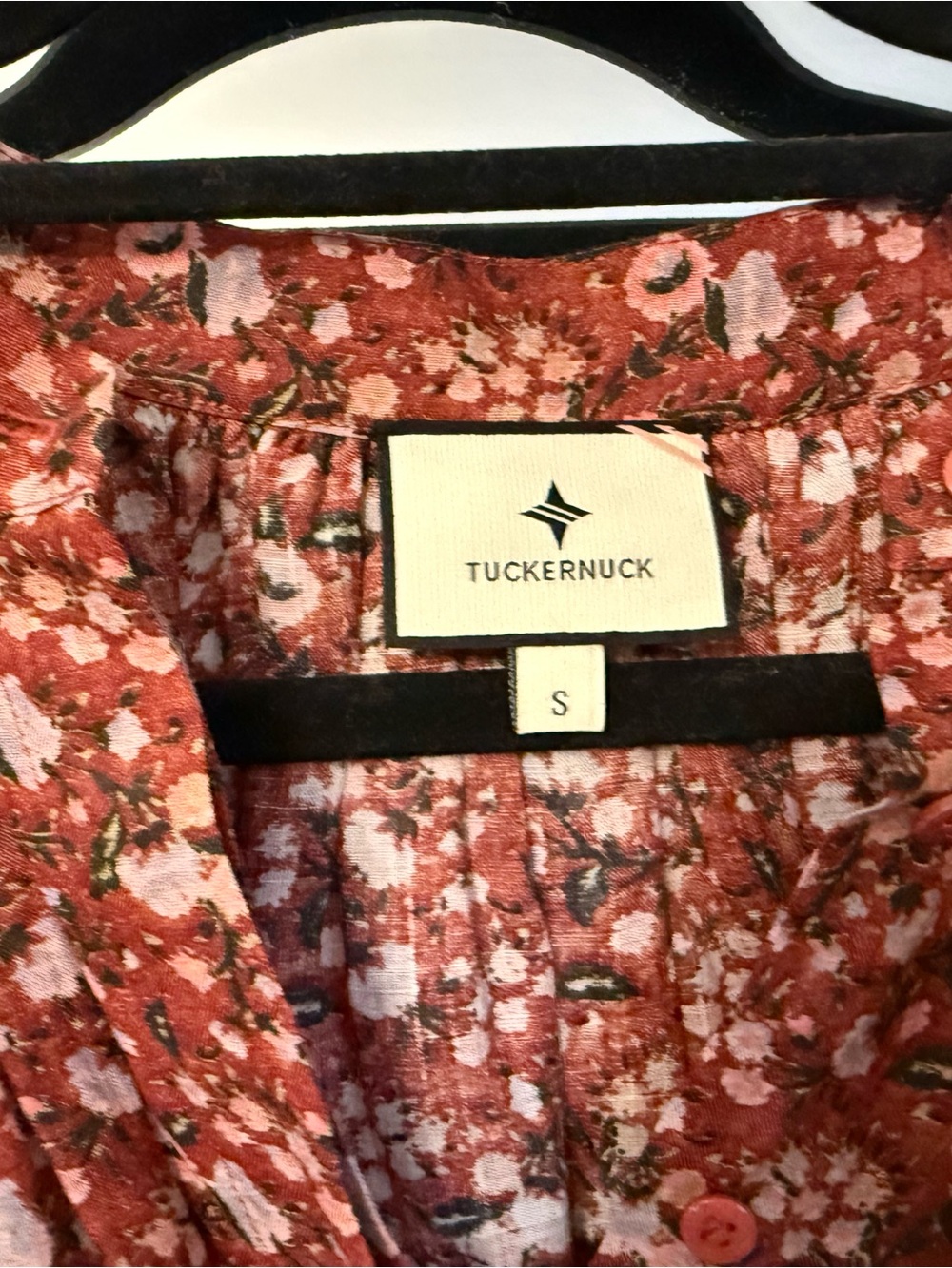 Tuckernuck Rust Floral Red Button-Front Blouse